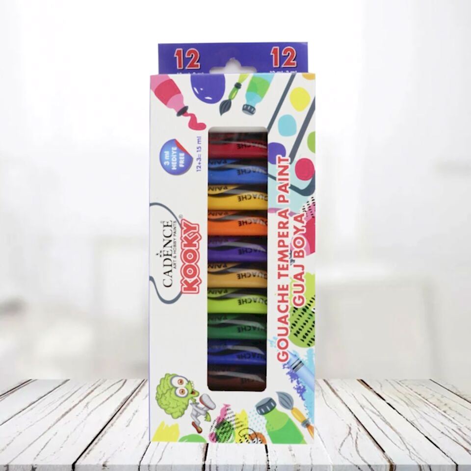 CADENCE KOOKY GUAJ BOYA ( TEMPERA ) 12'Lİ SET 15ML